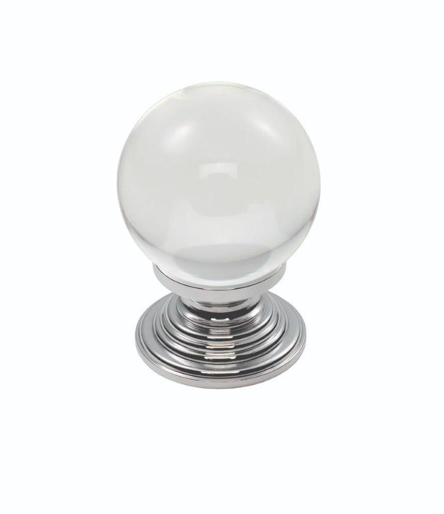 Clear Ball Knob 27mm - Clear Translucent Chrome