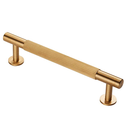 Lines Satin Brass Reeded T Bar Cabinet Handles