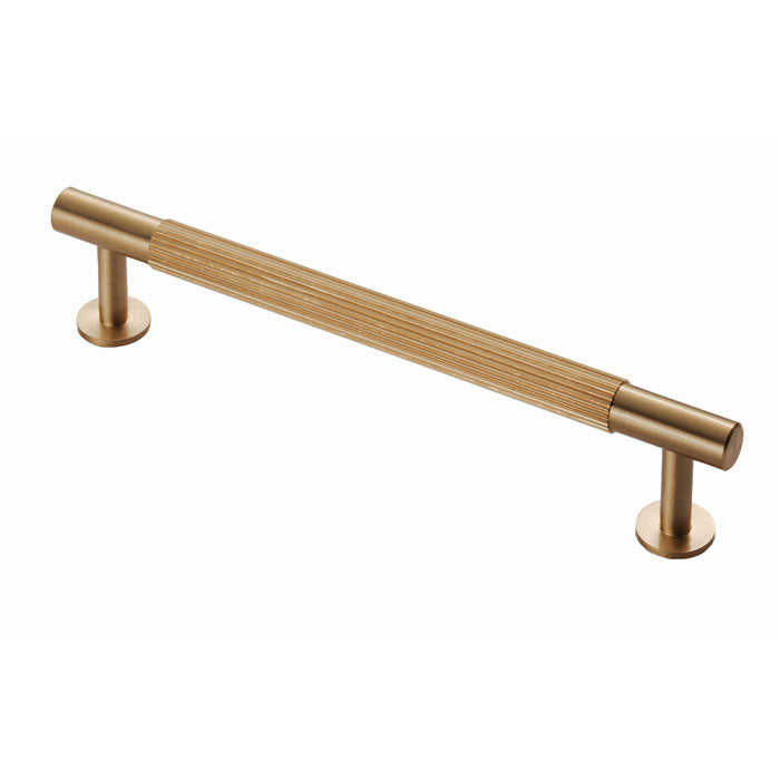 Lines Satin Brass Reeded T Bar Cabinet Handles
