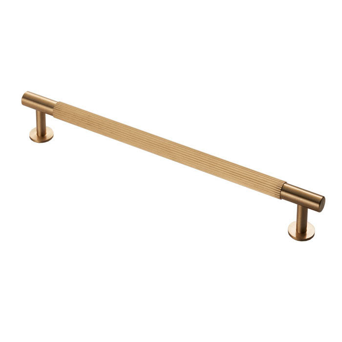 Lines Satin Brass Reeded T Bar Cabinet Handles