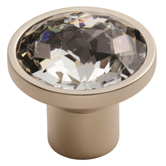 Round 34mm Crystal Knob - Matt Satin Nickel