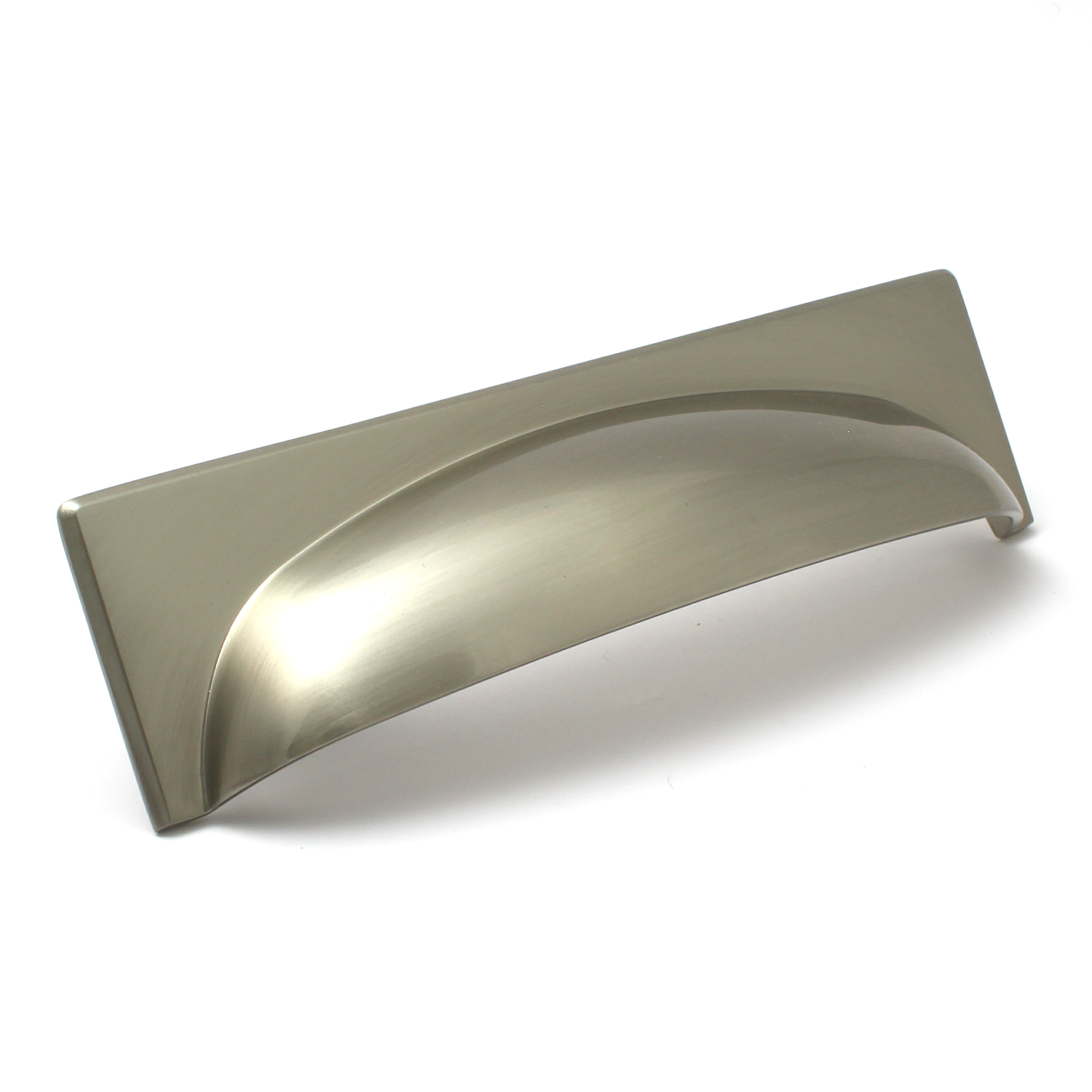 Georgia Square Cabinet Cup Handle - Brushed Satin Nickel - 128mm Centres