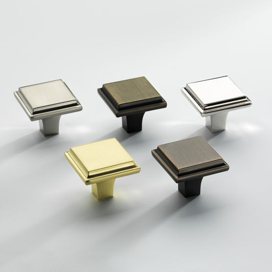 Hamilton Polished Nickel Square Cabinet Knob - 34mm