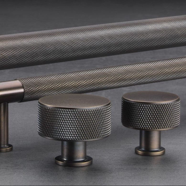 Henley Antique Finish Knurled Cabinet Bar Handles And Knobs