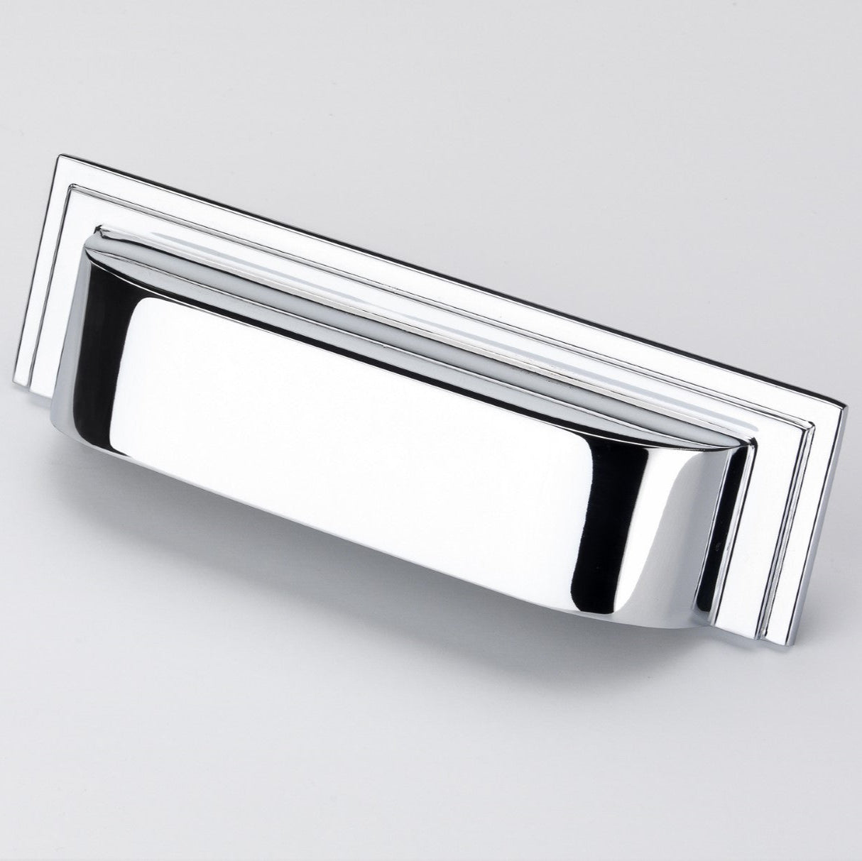 Keswick Polished Chrome Rectangular Cabinet Cup Handle - 96mm Centres