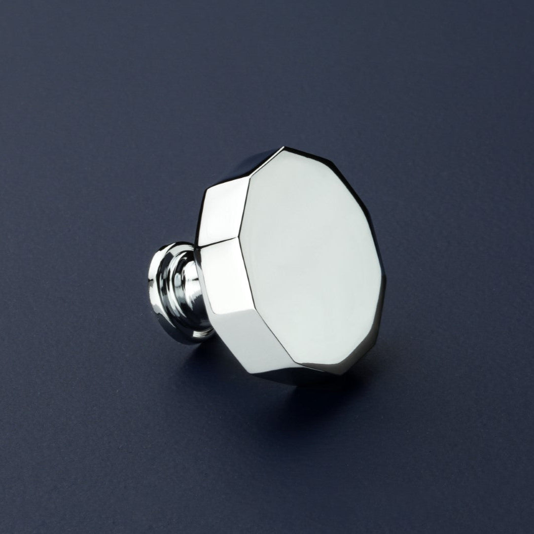Leamington Decagonal Polished Chrome Cabinet Knob - 35mm