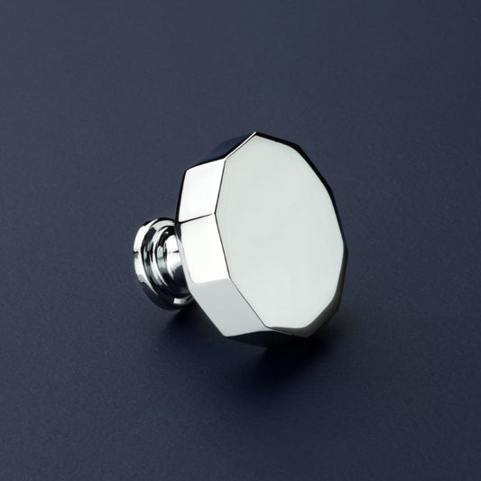 Leamington Decagonal Polished Chrome Cabinet Knob - 35mm