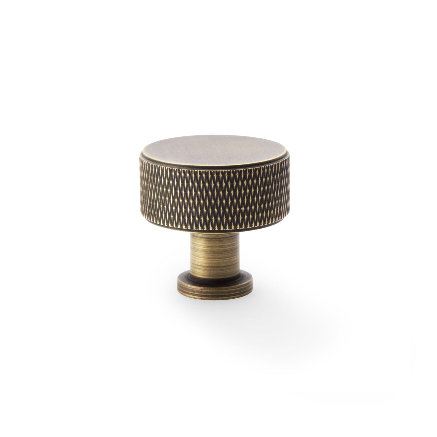 Lucia Antique Brass Knurled Cabinet Knobs - 35mm Diameter
