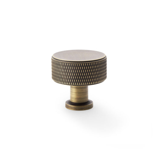 Lucia Antique Brass Knurled Cabinet Knobs - 35mm Diameter
