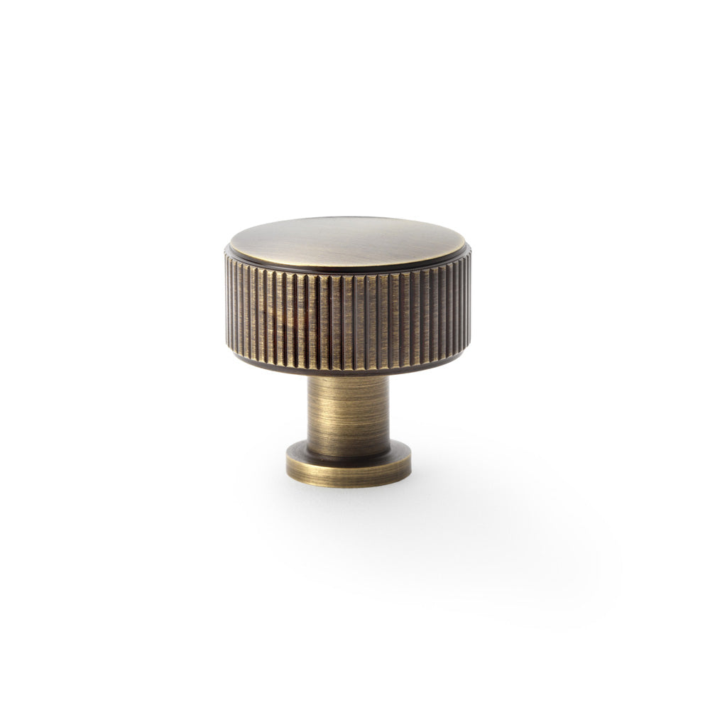 Lucia Reeded Cupboard Knob - Antique Brass - 35mm