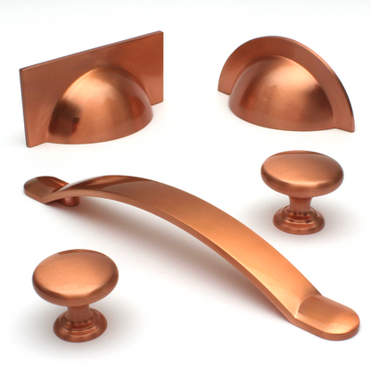 Monmouth Brushed Copper Square Cabinet Cup Handle - 64mm Centres