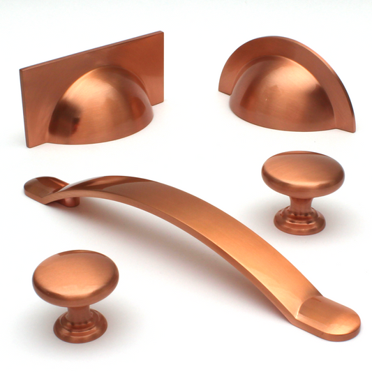 Monmouth Brushed Copper Square Cabinet Cup Handle - 64mm Centres