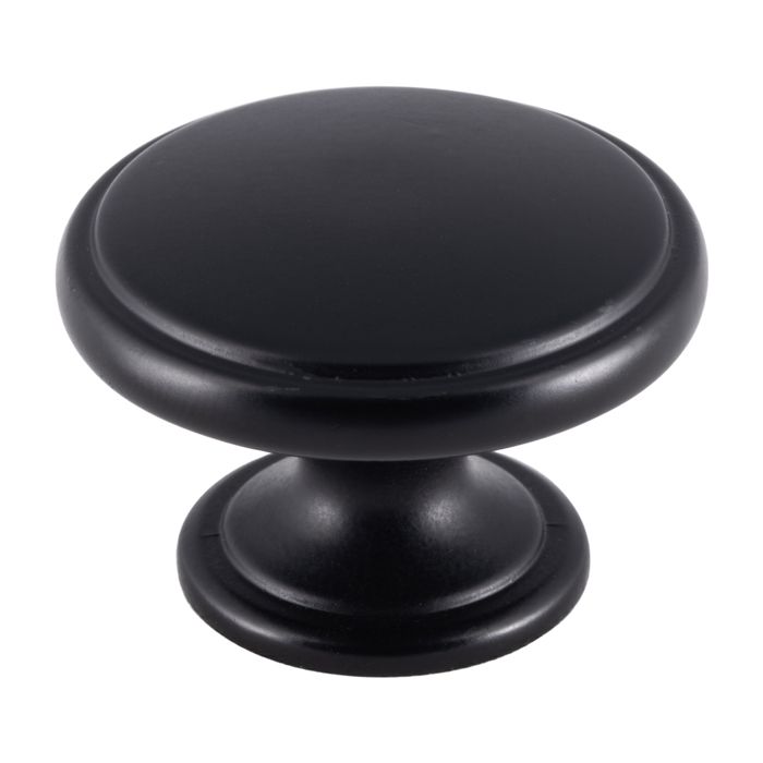 Oxford matt black cabinet knob - 38mm