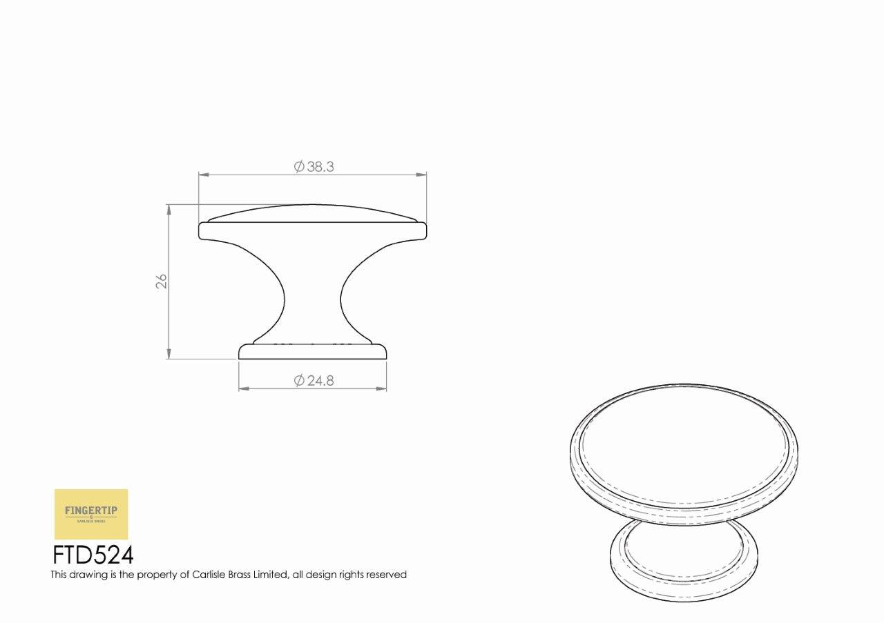 Polished Chrome Cabinet Door Knobs - 38mm