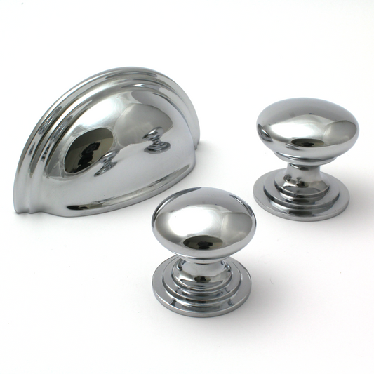 Victorian Cup Pull Handle in Polished Chrome - 76mm Centres