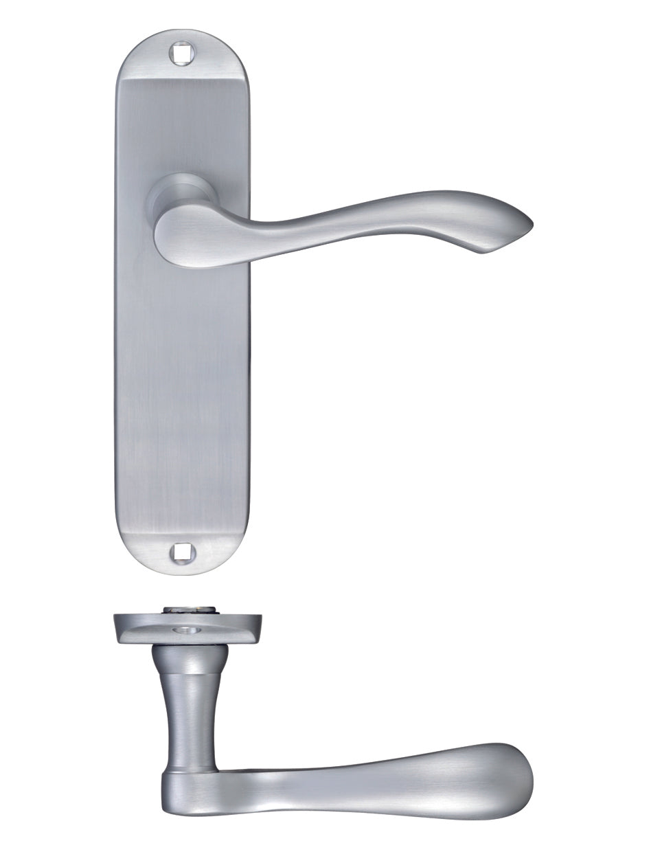 Arundel Latch Door Handle on Backplate - Satin Chrome