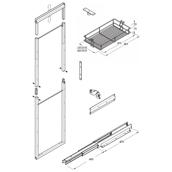 300mm Kitchen Larder Unit, Centre Mounting, 1950-2200mm