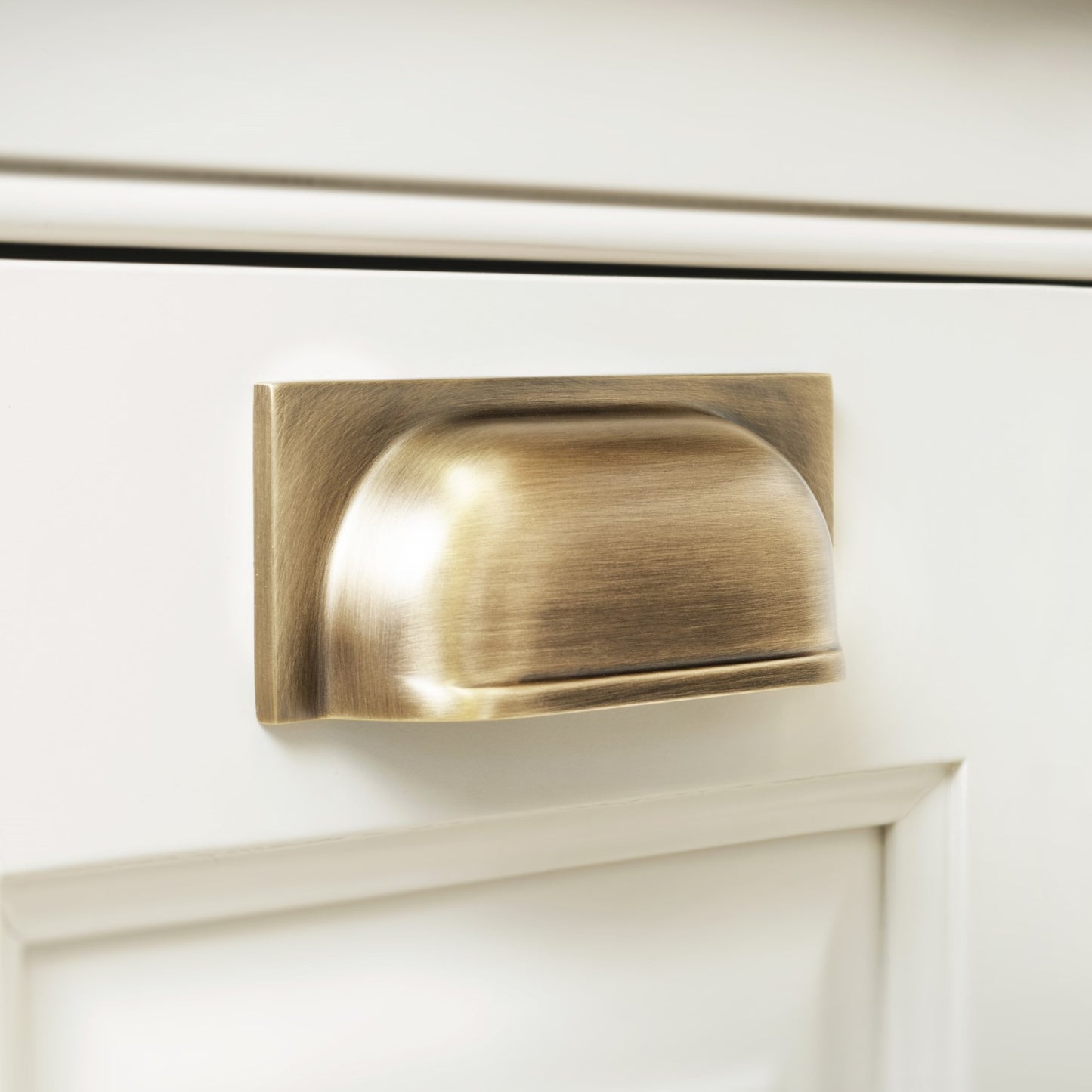 Quantock Antique Brass Cabinet Cup Handle | 96mm Centres