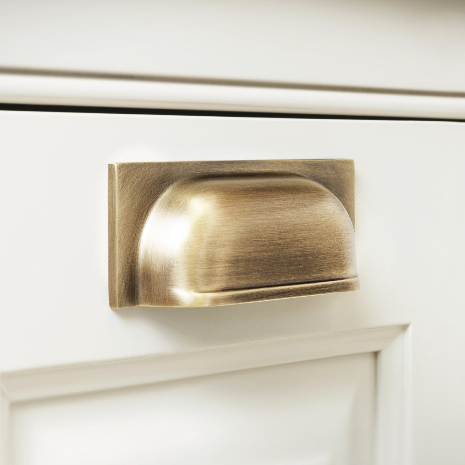 Quantock Antique Brass Cabinet Cup Handle | 96mm Centres