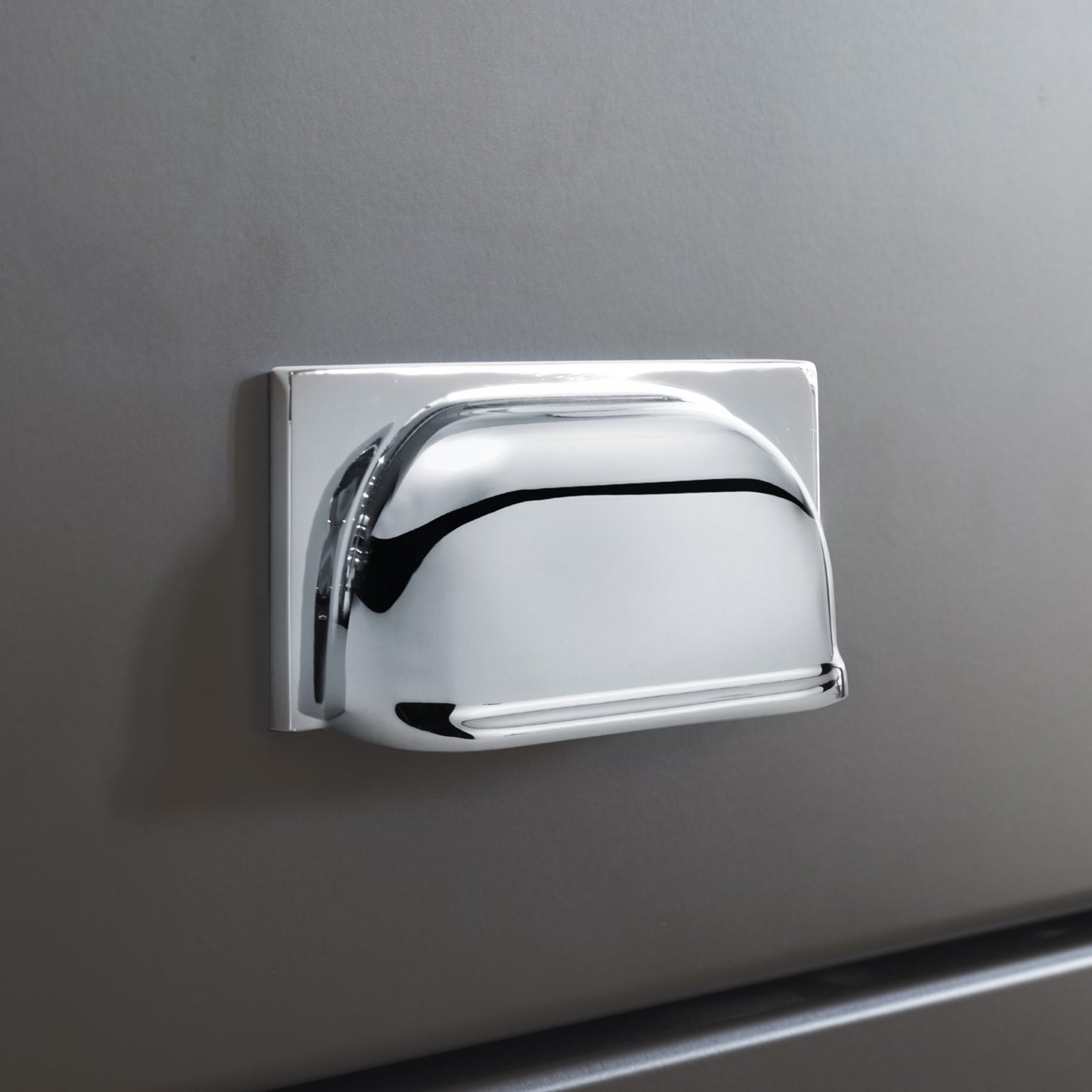 Quantock Polished Chrome Cabinet Cup Handle | 96mm Centres