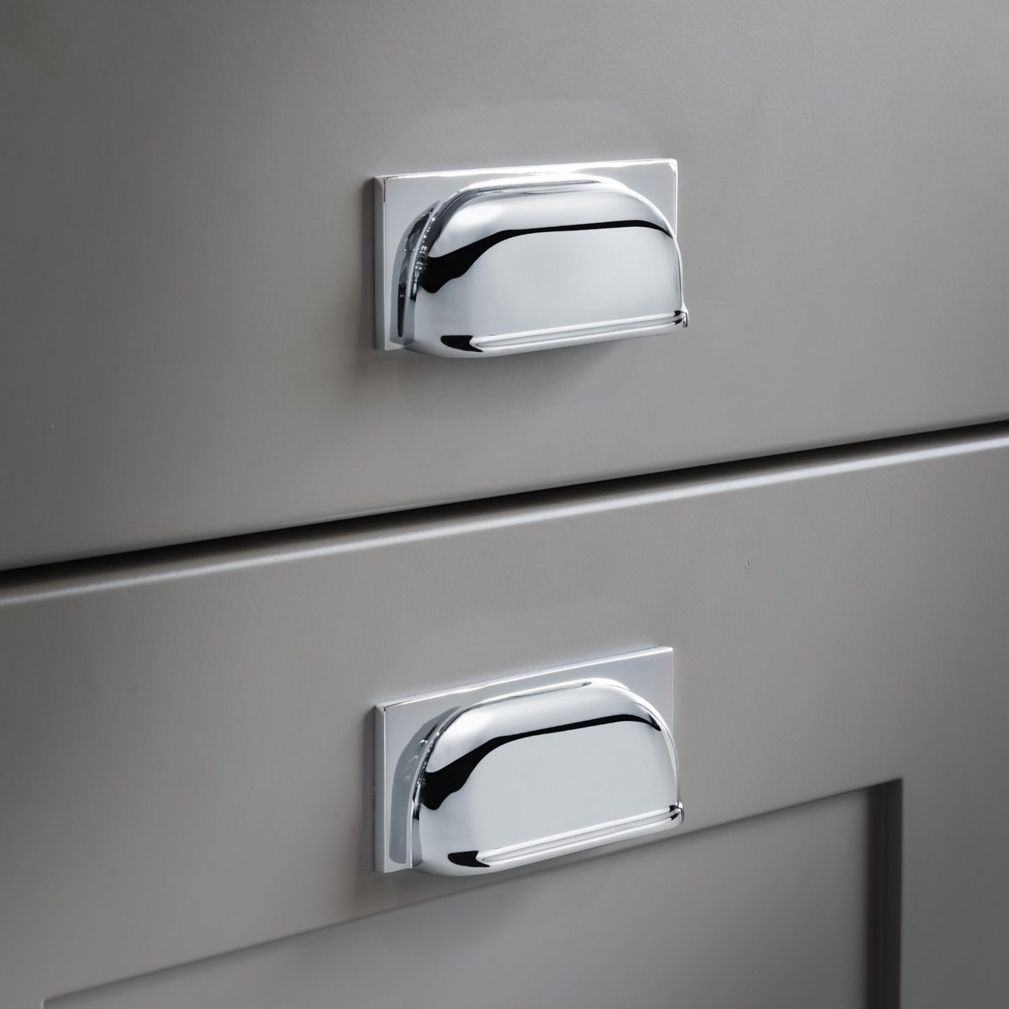 Quantock Polished Chrome Cabinet Cup Handle | 96mm Centres