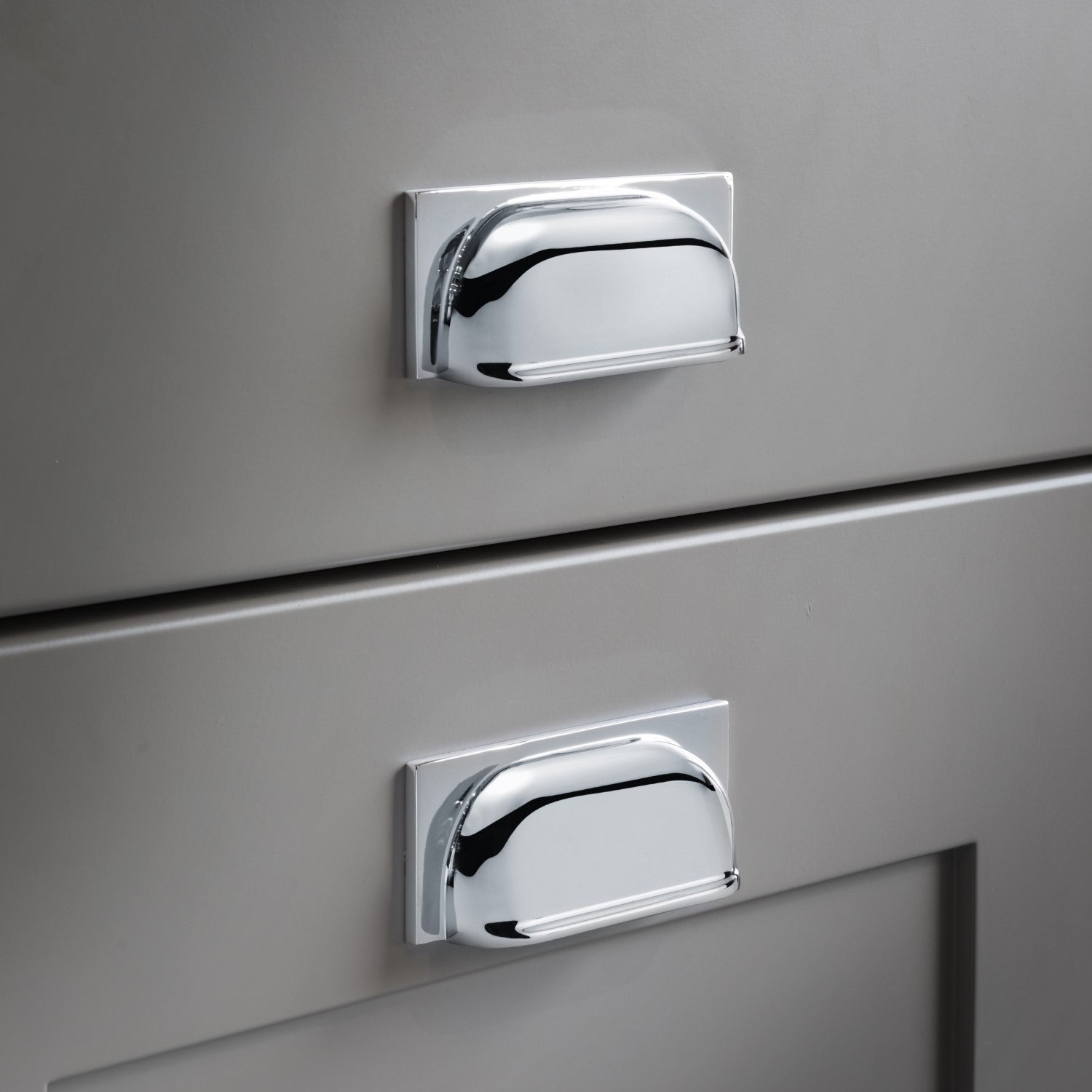 Quantock Polished Chrome Cabinet Cup Handle | 96mm Centres