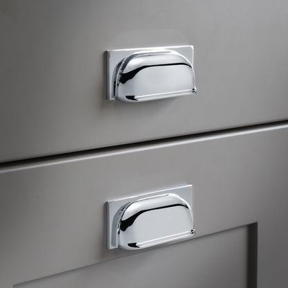 Quantock Polished Chrome Cabinet Cup Handle | 96mm Centres