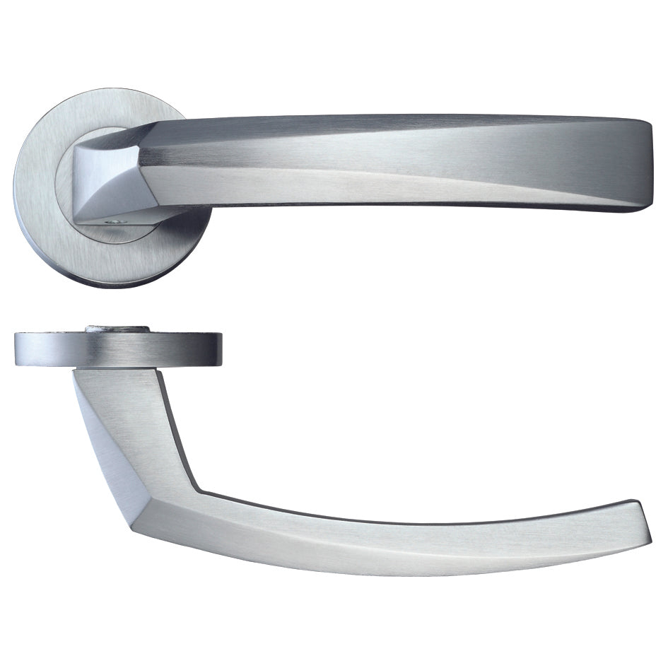 Hydra Door Handle on Rose Satin Chrome