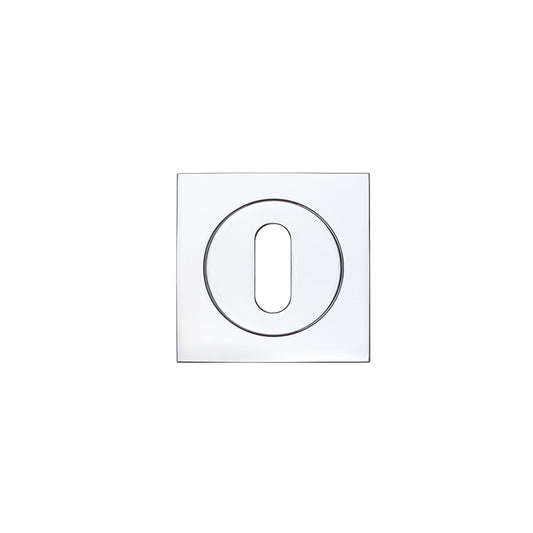 Square Escutcheon with Oval Lock Profile Polished Chrome