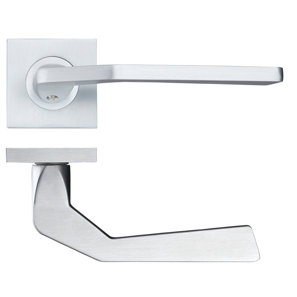 Auriga Door Handle on Square Rose Satin Chrome