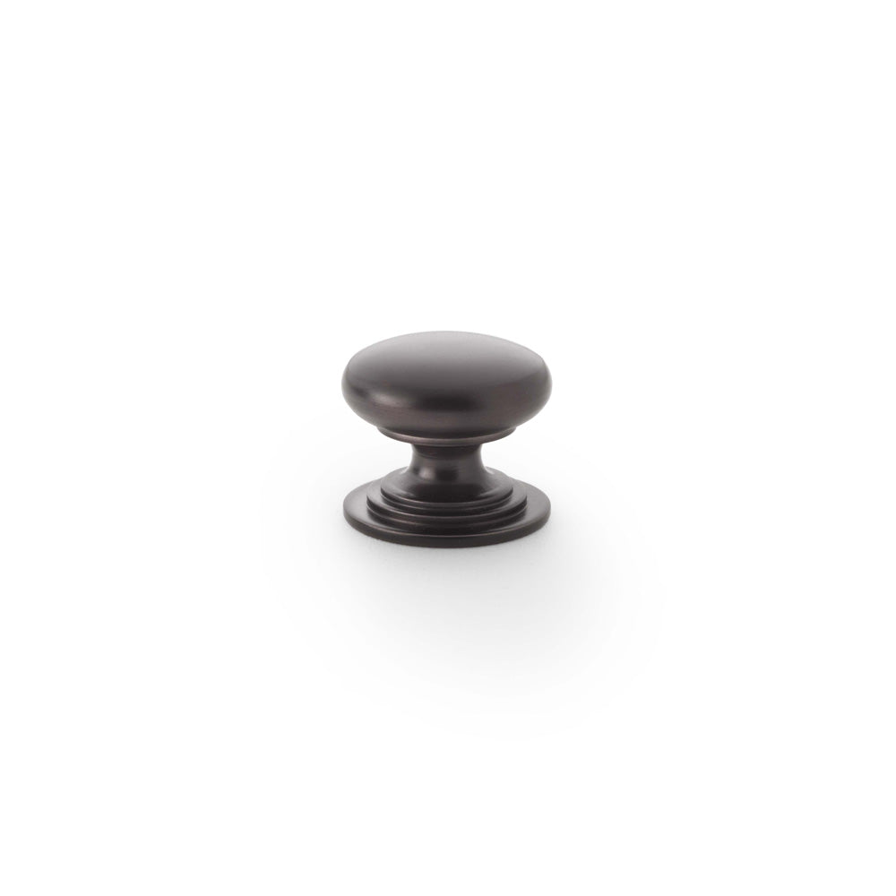 Waltz Round Cupboard Knob on Stepped Rose - Dark Bronze - 25mm