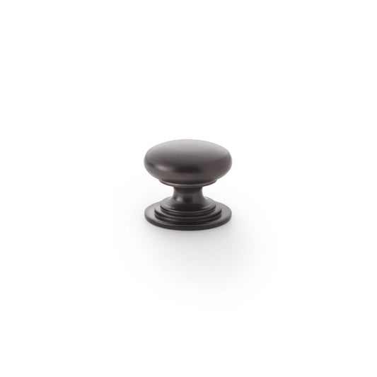 Waltz Round Cupboard Knob on Stepped Rose - Dark Bronze - 25mm