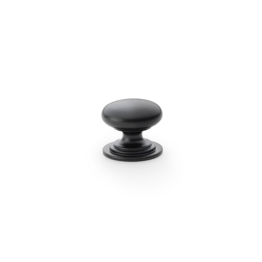 Waltz Round Cupboard Knob on Stepped Rose - Black - 25mm
