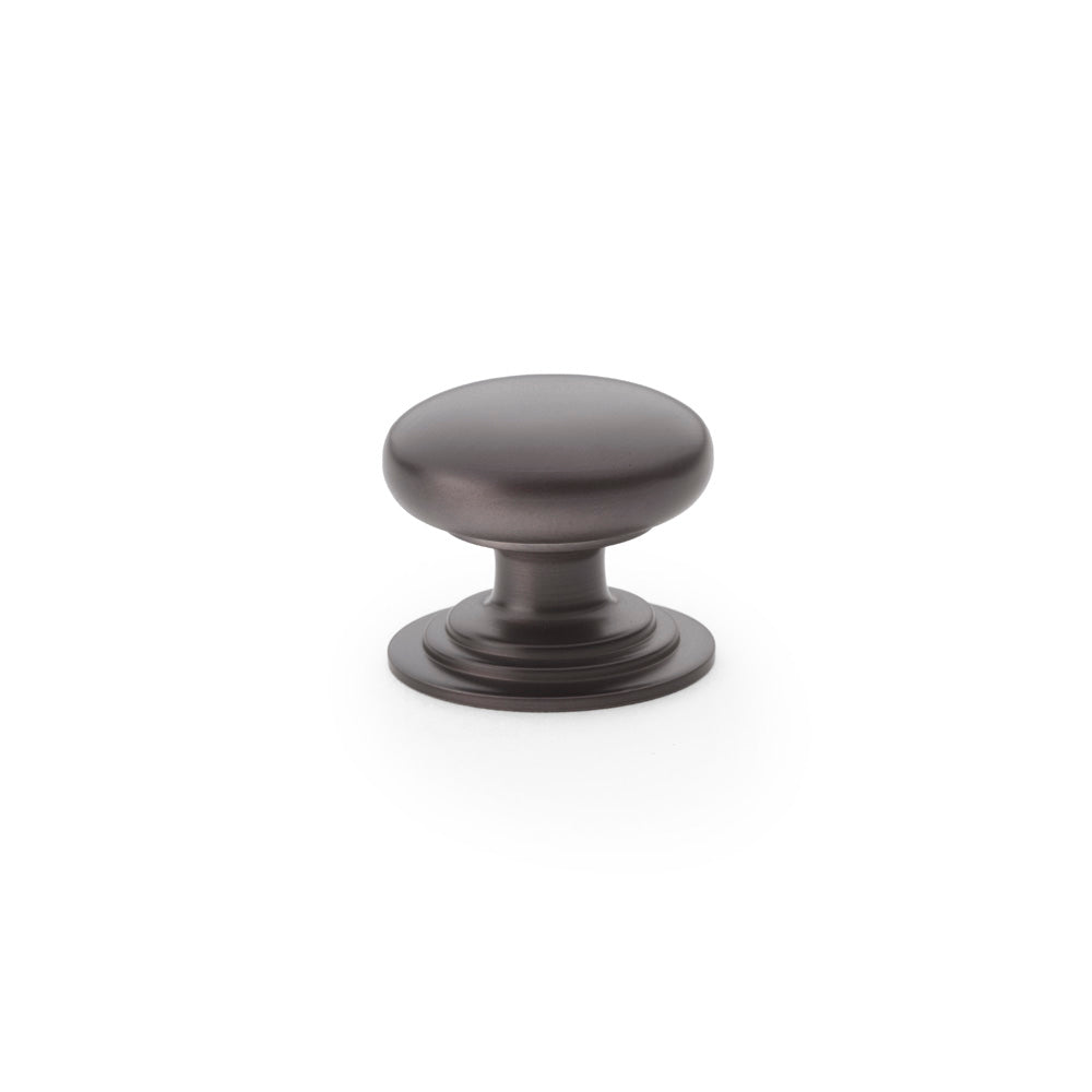 Waltz Round Cupboard Knob on Stepped Rose - Dark Bronze - 32mm
