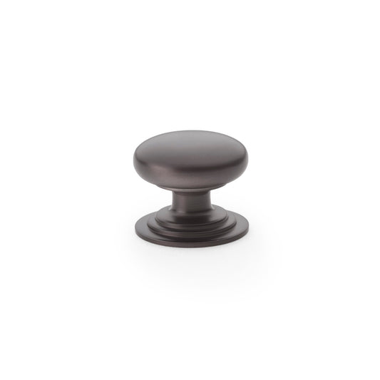 Waltz Round Cupboard Knob on Stepped Rose - Dark Bronze - 32mm