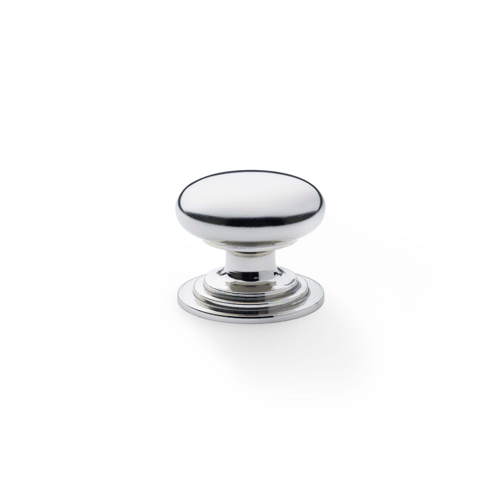 Waltz polished nickel cabinet knob on stepped rose - 32mm