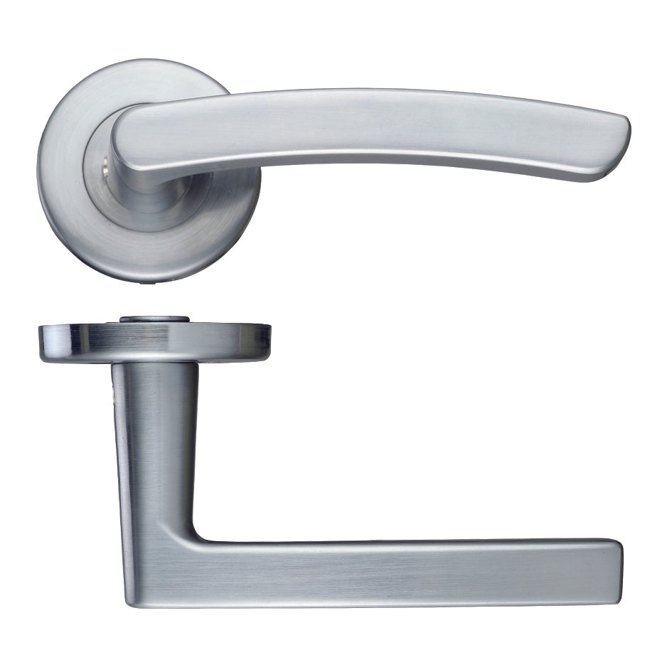 Santiago Satin Chrome Door Handles on Rose