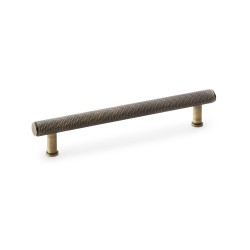 Crispin Knurled T-bar Cupboard Pull Handle - Antique Brass - Centres 160mm