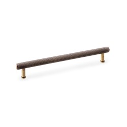 Crispin Knurled T-bar Cupboard Pull Handle - Antique Brass - Centres 224mm