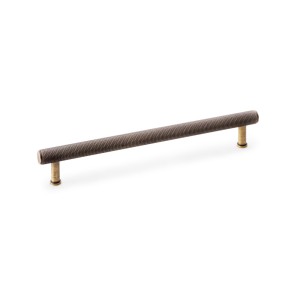 Crispin Knurled T-bar Cupboard Pull Handle - Antique Brass - Centres 224mm