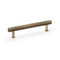 Crispin Reeded T-bar Cupboard Pull Handle - Antique Brass - 128mm