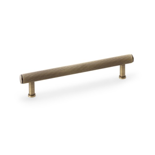 Crispin Reeded T-bar Cupboard Pull Handle - Antique Brass - 160mm