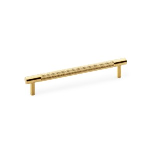 Brunel Satin Brass PVD Knurled T-Bar Cupboard Handle - 160mm Centres