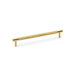 Brunel Knurled T-Bar Cupboard Handle - Satin Brass PVD - Centres 192mm