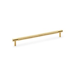 Brunel Knurled T-Bar Cupboard Handle - Satin Brass PVD - Centres 224mm