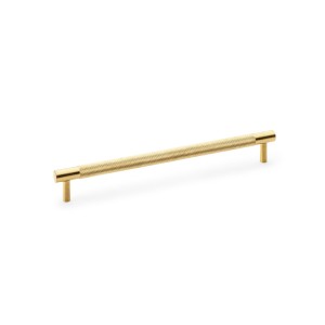 Brunel Satin Brass PVD Knurled T-Bar Cupboard Handle - 224mm Centres