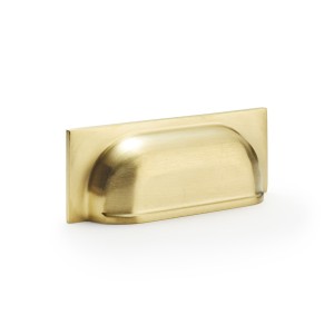 Quantock Satin Brass PVD Cup Pull Handle | 96mm Centres