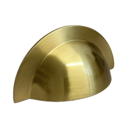 Monmouth Brushed Satin Brass Cup Handle | 64mm Centres
