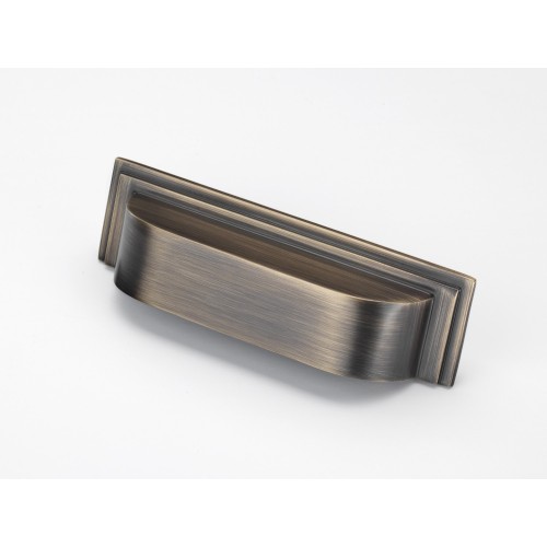 Keswick Rectangular Cup Pull Handle in American Bronze - 96mm Centres