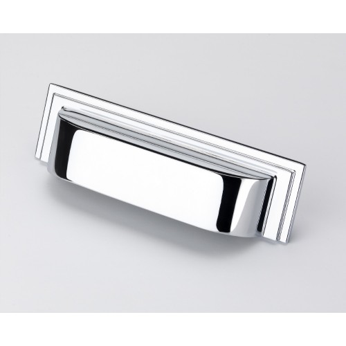 Keswick Rectangular Cup Pull Handle in Polished Chrome - 96mm Centres